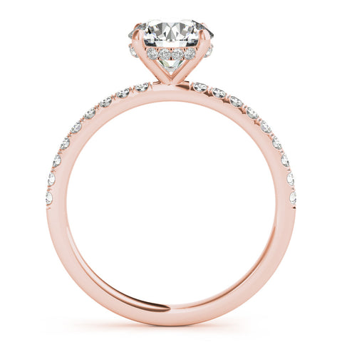 Rose gold Heart Solitaire Diamond Pavé Band with Four-Prong Setting 1