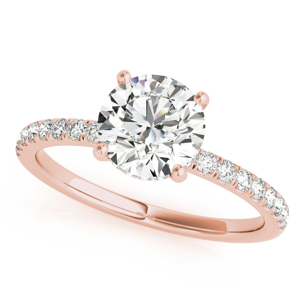 Rose gold Heart Solitaire Diamond Pavé Band with Four-Prong Setting 2