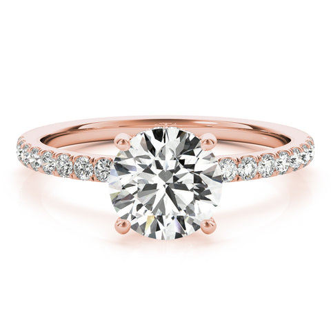 Rose gold Heart Solitaire Diamond Pavé Band with Four-Prong Setting