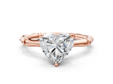 Rose gold Heart Solitaire Diamond Ring with Bamboo Band and Four-Prong Setting_63