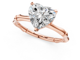 Rose gold Heart Solitaire Diamond Ring with Bamboo Band and Four-Prong Setting_64