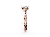 Rose gold Heart Solitaire Diamond Ring with Bamboo Band and Four-Prong Setting_65
