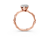 Rose gold Heart Solitaire Diamond Ring with Bamboo Band and Four-Prong Setting_66