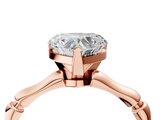 Rose gold Heart Solitaire Diamond Ring with Bamboo Band and Four-Prong Setting_67