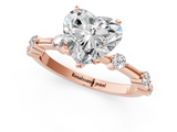 Rose gold Heart Solitaire Diamond Ring with Bezel Set Side Stones and Prong Setting_5