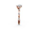 Rose gold Heart Solitaire Diamond Ring with Bezel Set Side Stones and Prong Setting_6
