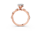 Rose gold Heart Solitaire Diamond Ring with Bezel Set Side Stones and Prong Setting_7