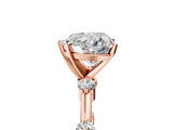 Rose gold Heart Solitaire Diamond Ring with Bezel Set Side Stones and Prong Setting_9
