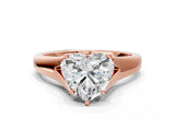 Rose gold Heart Solitaire Diamond Ring with Cathedral Band and Four-Prong Setting_66