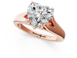 Rose gold Heart Solitaire Diamond Ring with Cathedral Band and Four-Prong Setting_67