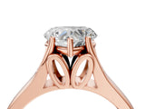 Rose gold Heart Solitaire Diamond Ring with Cathedral Band and Four-Prong Setting_70