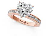 Rose gold Heart Solitaire Diamond Ring with Channel-Set Baguette Band and Four-Prong Setting_95