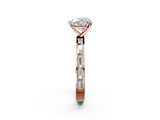 Rose gold Heart Solitaire Diamond Ring with Channel-Set Baguette Band and Four-Prong Setting_96