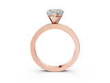 Rose gold Heart Solitaire Diamond Ring with Channel-Set Baguette Band and Four-Prong Setting_97