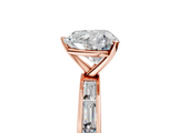 Rose gold Heart Solitaire Diamond Ring with Channel-Set Baguette Band and Four-Prong Setting_99