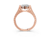 Rose gold Heart Solitaire Diamond Ring with Channel Set Band and Bezel Prong Setting_59