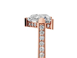 Rose gold Heart Solitaire Diamond Ring with Channel Set Band and Bezel Prong Setting_61