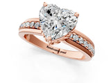 Rose gold Heart Solitaire Diamond Ring with Channel Set Band and Six-Prong Setting_49