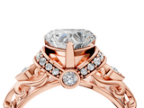 Rose gold Heart Solitaire Diamond Ring with Filigree Band and Four-Prong Setting_76