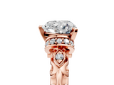 Rose gold Heart Solitaire Diamond Ring with Filigree Band and Four-Prong Setting_77