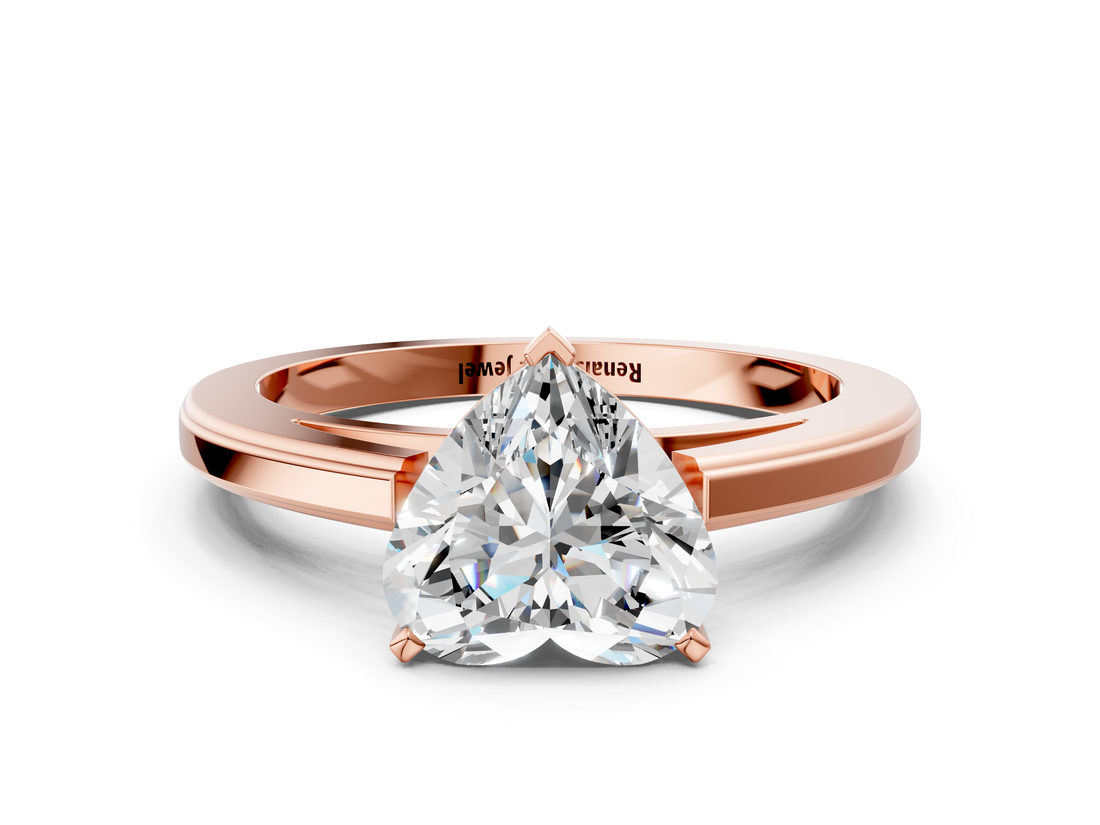 Rose gold Heart Solitaire Diamond Ring with Four-Prong Setting and Classic Band_4