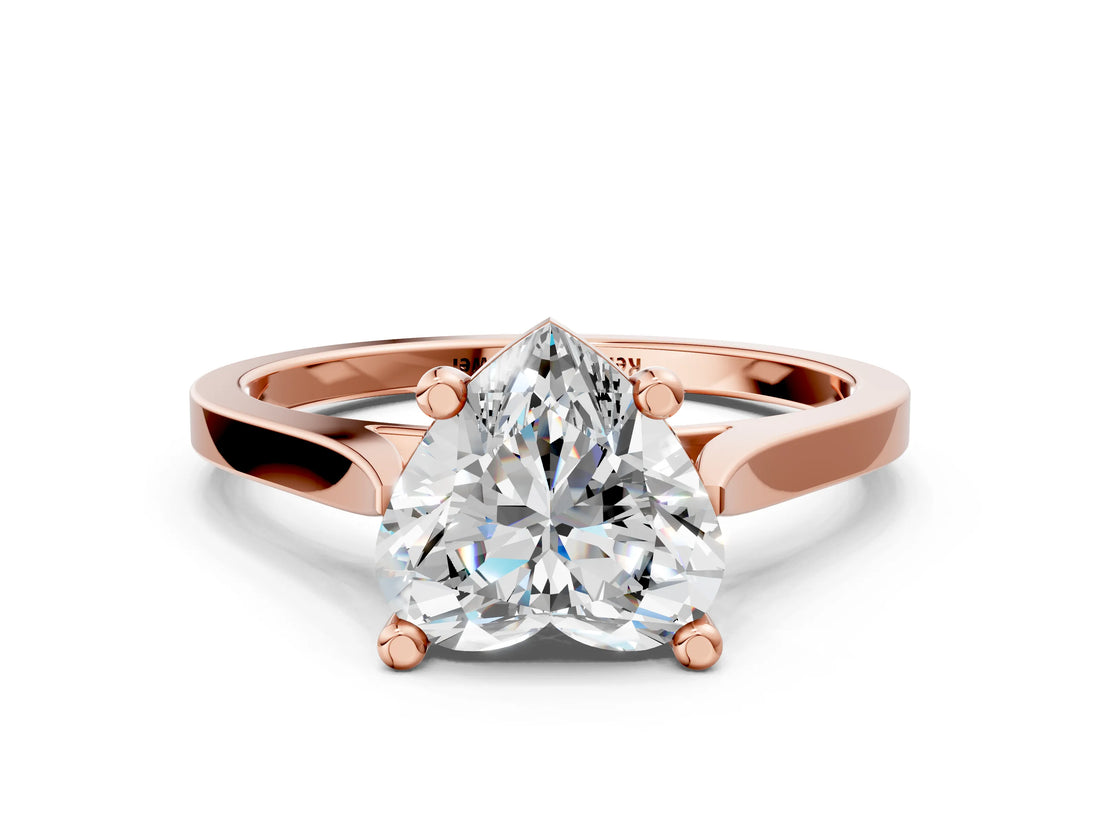 Rose gold Heart Solitaire Diamond Ring with Four-Prong Setting and Tapered Band 1