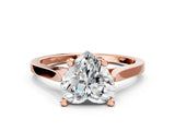Rose gold Heart Solitaire Diamond Ring with Four-Prong Setting and Tapered Band 1