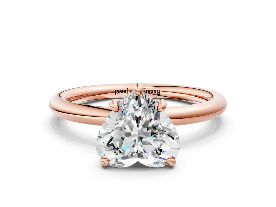 Rose gold Heart Solitaire Diamond Ring with Four-Prong Setting on a Plain Band_21