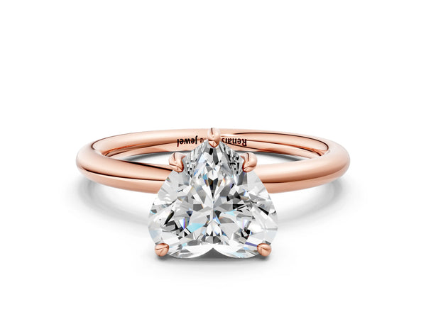 Rose gold Heart Solitaire Diamond Ring with Four-Prong Setting on a Plain Band