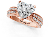 Rose gold Heart Solitaire Diamond Ring with Milgrain Pavé Band and Four-Prong Setting_144