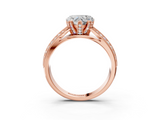Rose gold Heart Solitaire Diamond Ring with Milgrain Pavé Band and Four-Prong Setting_146