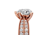 Rose gold Heart Solitaire Diamond Ring with Milgrain Pavé Band and Four-Prong Setting_148