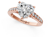 Rose gold Heart Solitaire Diamond Ring with Pavé Band and Four-Prong Setting_105