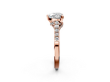 Rose gold Heart Solitaire Diamond Ring with Pavé Band and Four-Prong Setting_106