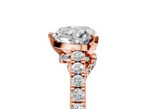 Rose gold Heart Solitaire Diamond Ring with Pavé Band and Four-Prong Setting_109