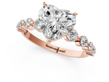 Rose gold Heart Solitaire Diamond Ring with Pave Band and Four-Prong Setting_251