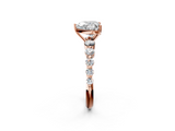 Rose gold Heart Solitaire Diamond Ring with Pave Band and Four-Prong Setting_252