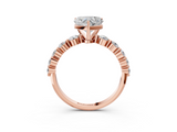 Rose gold Heart Solitaire Diamond Ring with Pave Band and Four-Prong Setting_253
