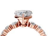 Rose gold Heart Solitaire Diamond Ring with Pave Band and Four-Prong Setting_254
