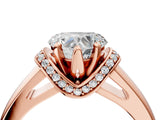 Rose gold Heart Solitaire Diamond Ring with Pave Band and Six-Prong Setting_30