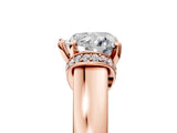 Rose gold Heart Solitaire Diamond Ring with Pave Band and Six-Prong Setting_31