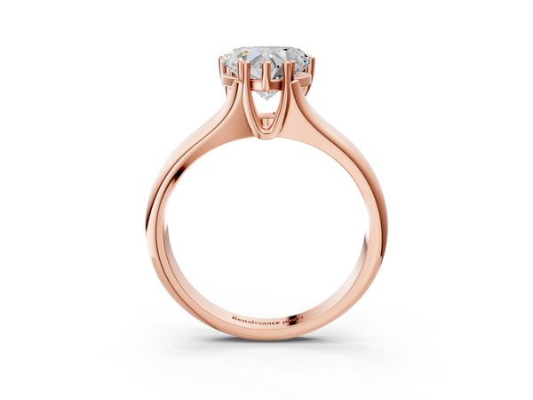 Rose gold Heart Cut Diamond Solitaire Ring with Wide Band and Prong Setting