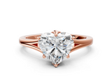 Rose gold Heart Solitaire Diamond Ring with Six-Prong Setting and Tapered Band_23