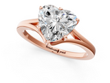 Rose gold Heart Solitaire Diamond Ring with Six-Prong Setting and Tapered Band_24