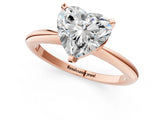 Rose gold Heart Solitaire Diamond Ring with Six-Prong Setting on a Classic Band 1