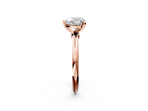 Rose Gold Heart-Shaped Solitaire Engagement Ring Setting with Tapered Band and Basket Head