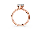 Rose gold Heart Solitaire Diamond Ring with Six-Prong Setting on a Classic Band 3
