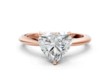 Rose gold Heart Solitaire Diamond Ring with Six-Prong Setting on a Classic Band