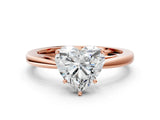 Rose gold Heart Solitaire Diamond Ring with Split Shank and Four-Prong Setting_12
