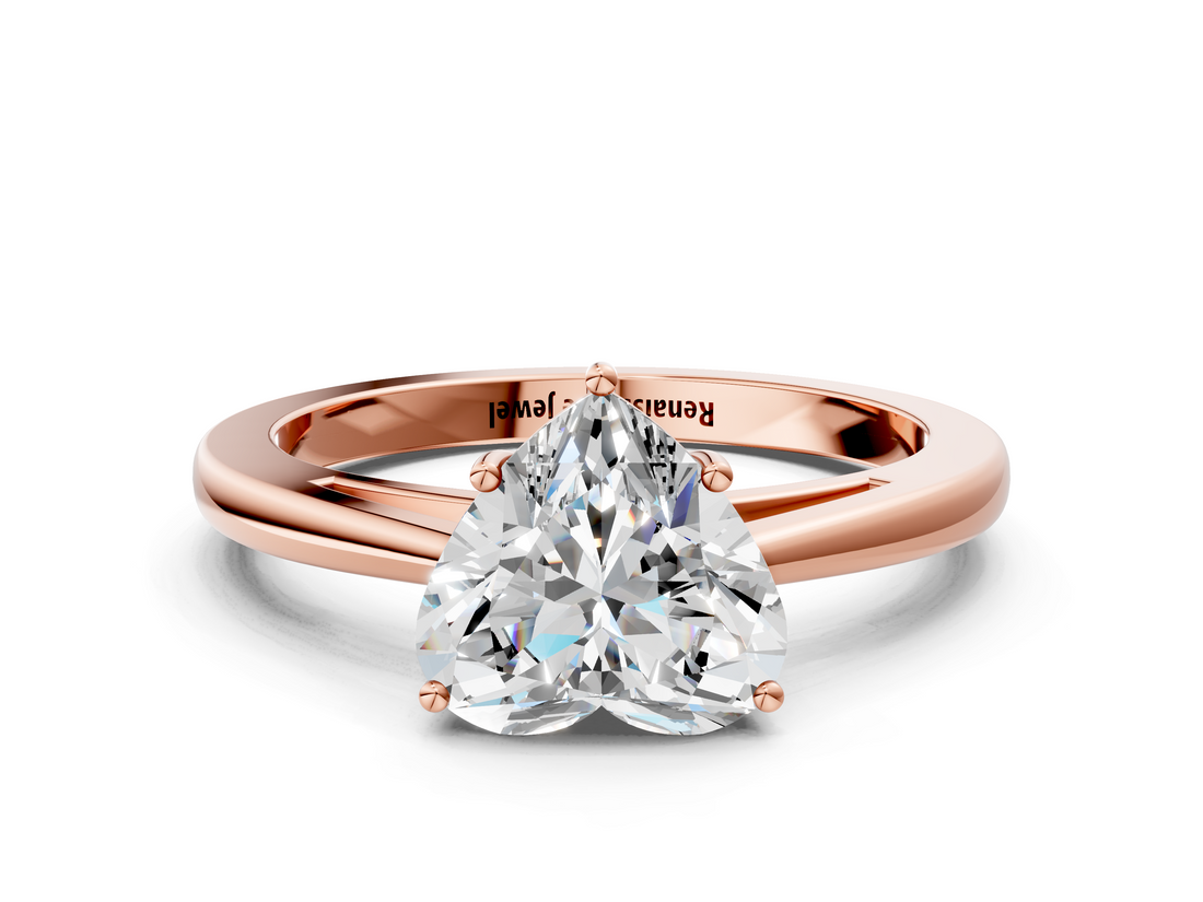 Rose gold Heart Solitaire Diamond Ring with Split Shank and Four-Prong Setting_20